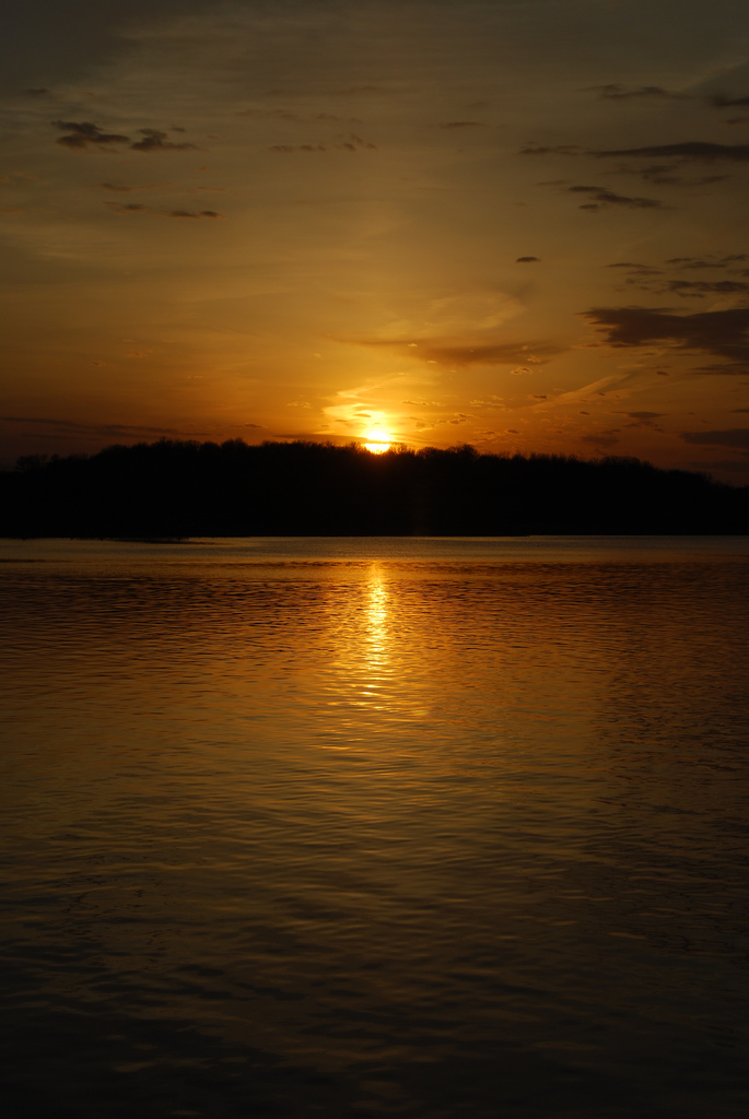 First sunset from the cabin dock